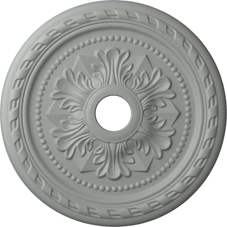 Ekena Millwork Palmetto Ceiling Medallion (Canopies up to 3 5/8"), 23 5/8"OD x 3 5/8"ID x 1 5/8"P, Primed White CM23PM